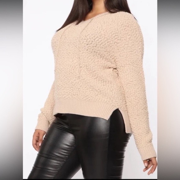 Fashion Nova Tops - Fashion Nova After Dark Taupe Hooded Sweatshirt Plus Size 1X Women’s